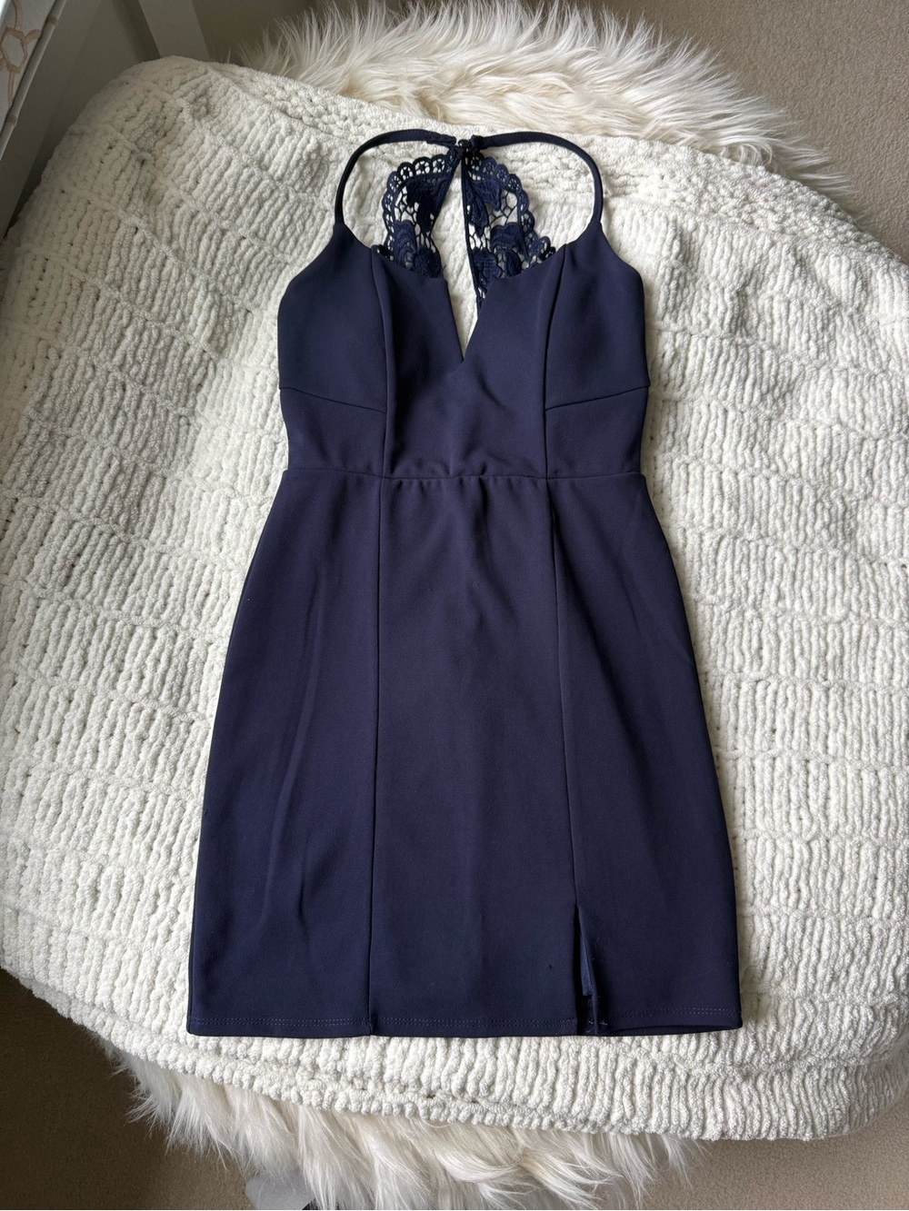 Lace Mini Dress in Blue - Formal